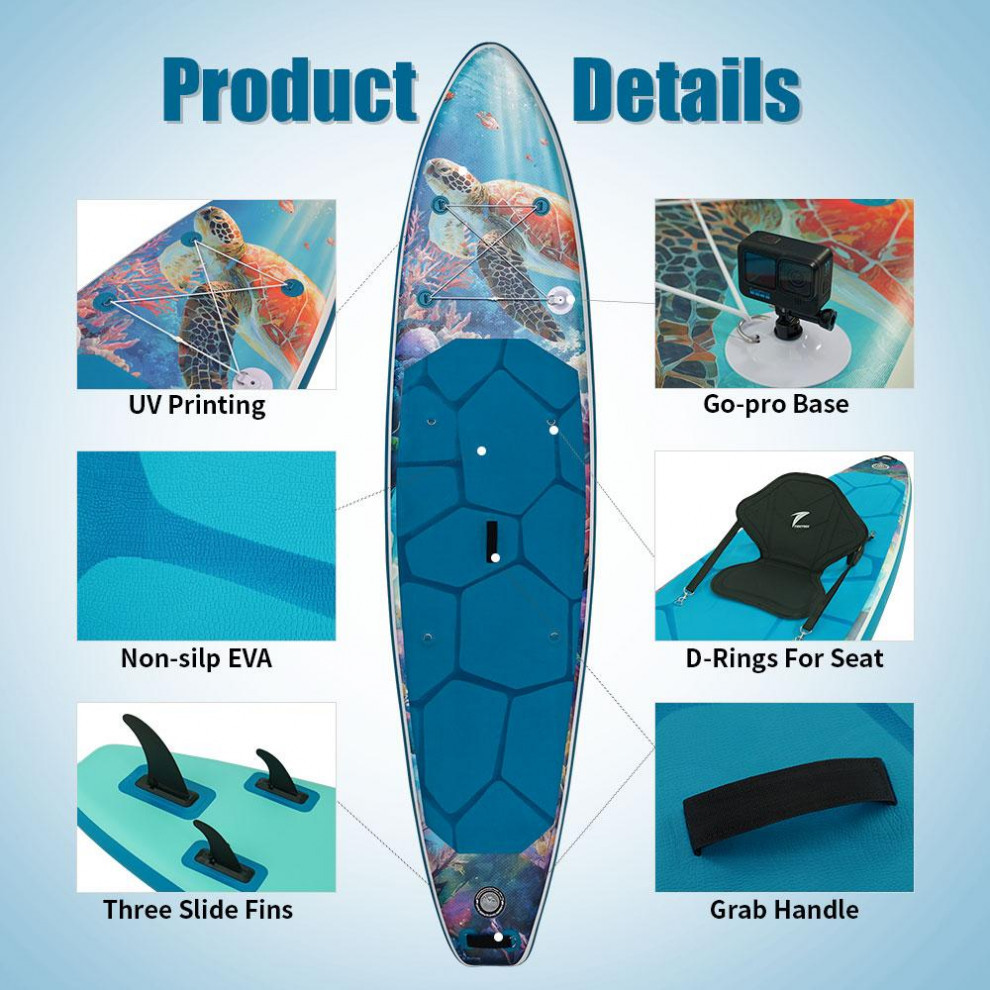 Сапборд TIDETREK SUPTT71F (350*83*15) бирюзовый с сиденьем и двойным веслом, код 78943