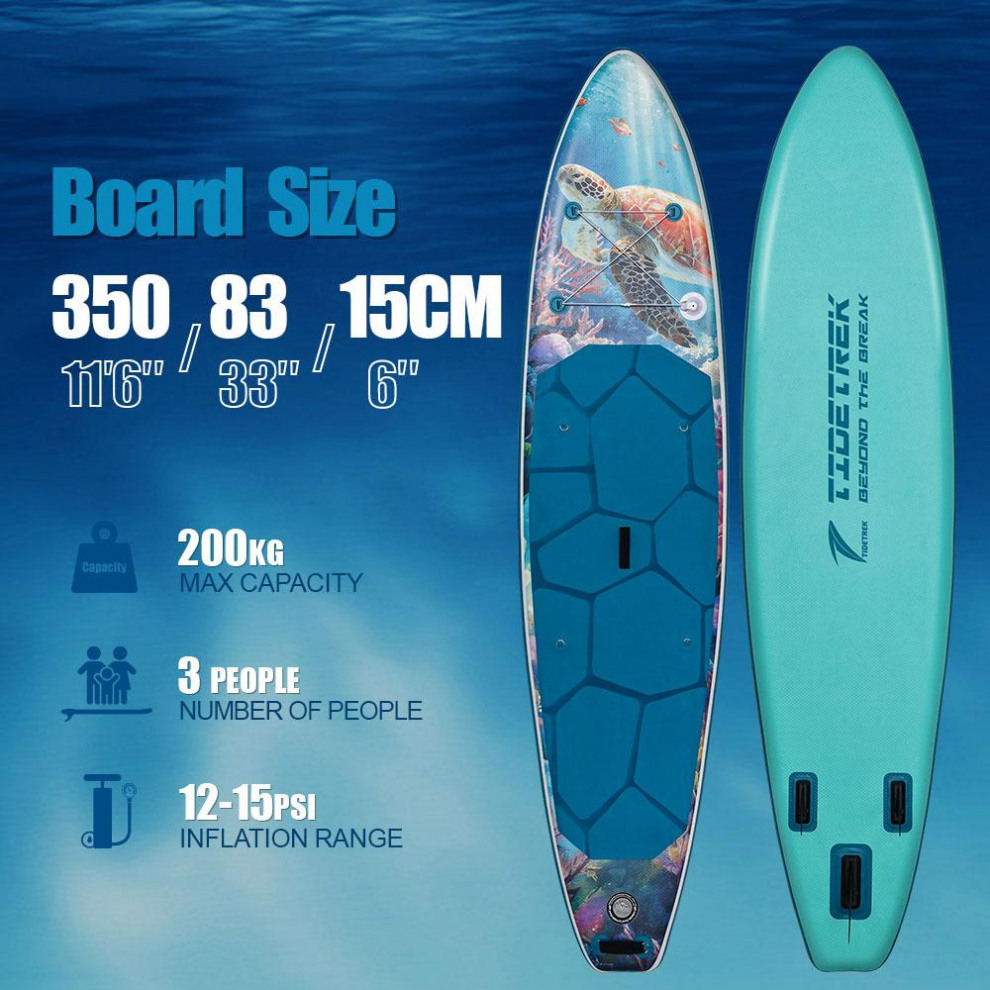 Сапборд TIDETREK SUPTT71F (350*83*15) бирюзовый с сиденьем и двойным веслом, код 78943