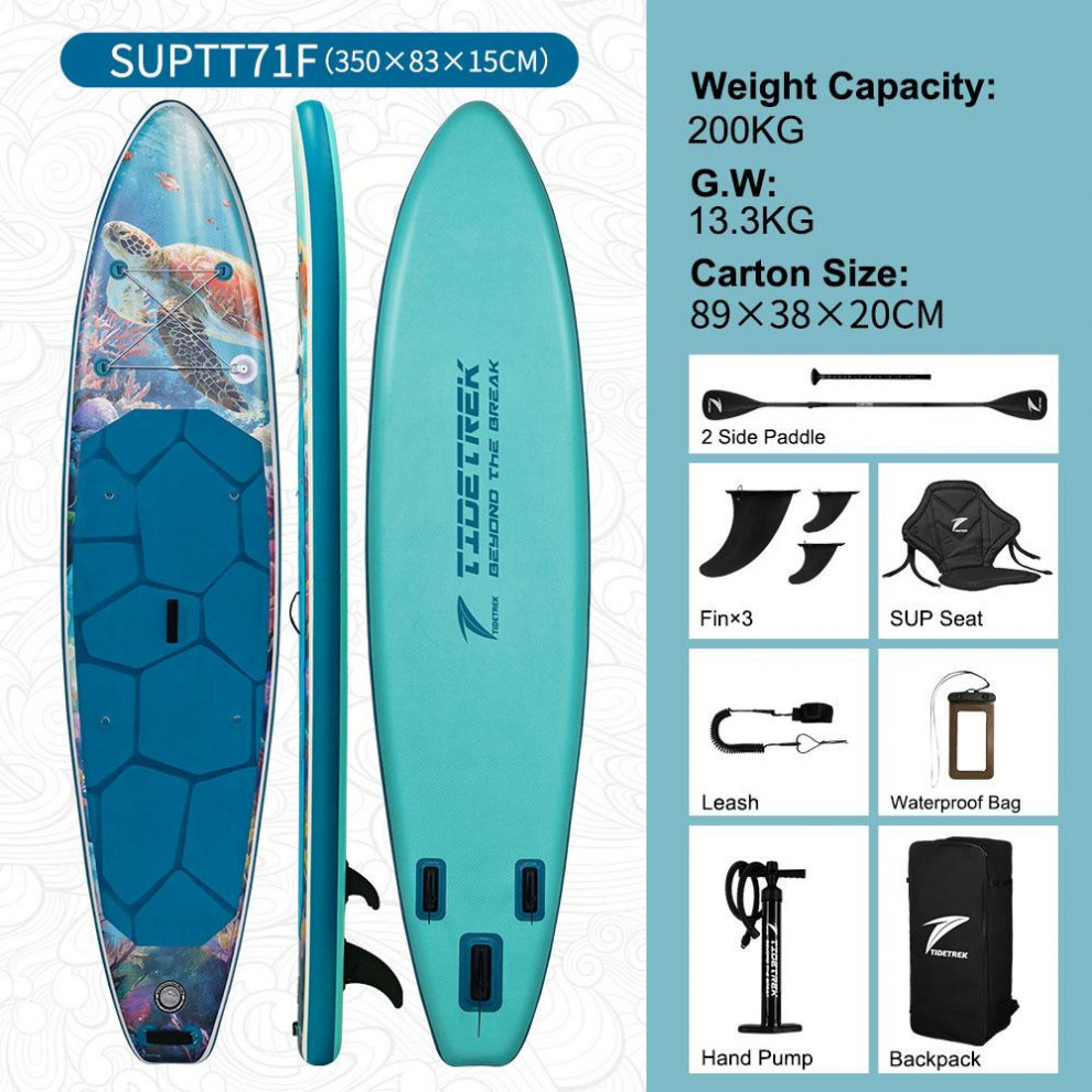 Сапборд TIDETREK SUPTT71F (350*83*15) бирюзовый с сиденьем и двойным веслом, код 78943