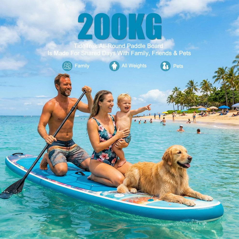 Сапборд TIDETREK SUPTT71F (350*83*15) бирюзовый с сиденьем и двойным веслом, код 78943