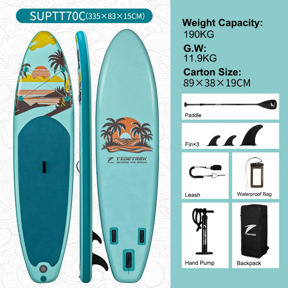 Сапборд TIDETREK SUPTT70C (335*83*15) бирюзовый пальмы, код 78937