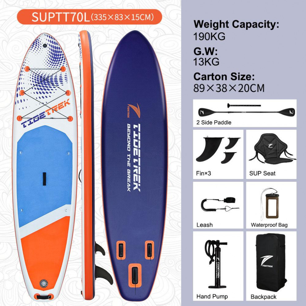 Сапборд TIDETREK SUPTT70L (335*83*15) синий-красный с сиденьем и двойным веслом, код 78939