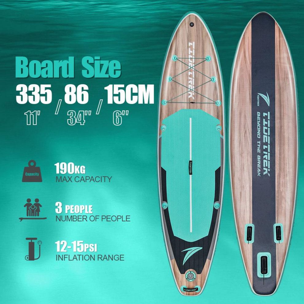 Сапборд TIDETREK SUPTT71S (335*86*15) бирюзовое дерево с сиденьем и двойным веслом, код 78941