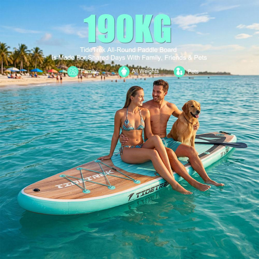 Сапборд TIDETREK SUPTT71S (335*86*15) бирюзовое дерево с сиденьем и двойным веслом, код 78941