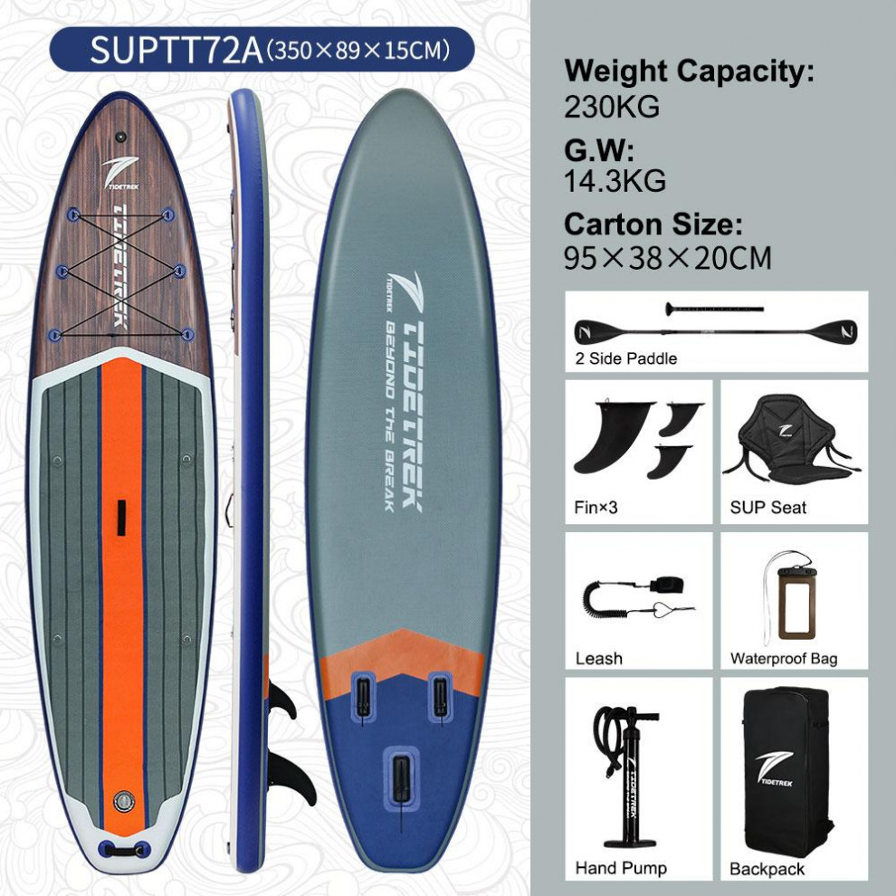 Сапборд TIDETREK SUPTT72A (350*89*15) серо-синий с сиденьем и двойным веслом, код 78946