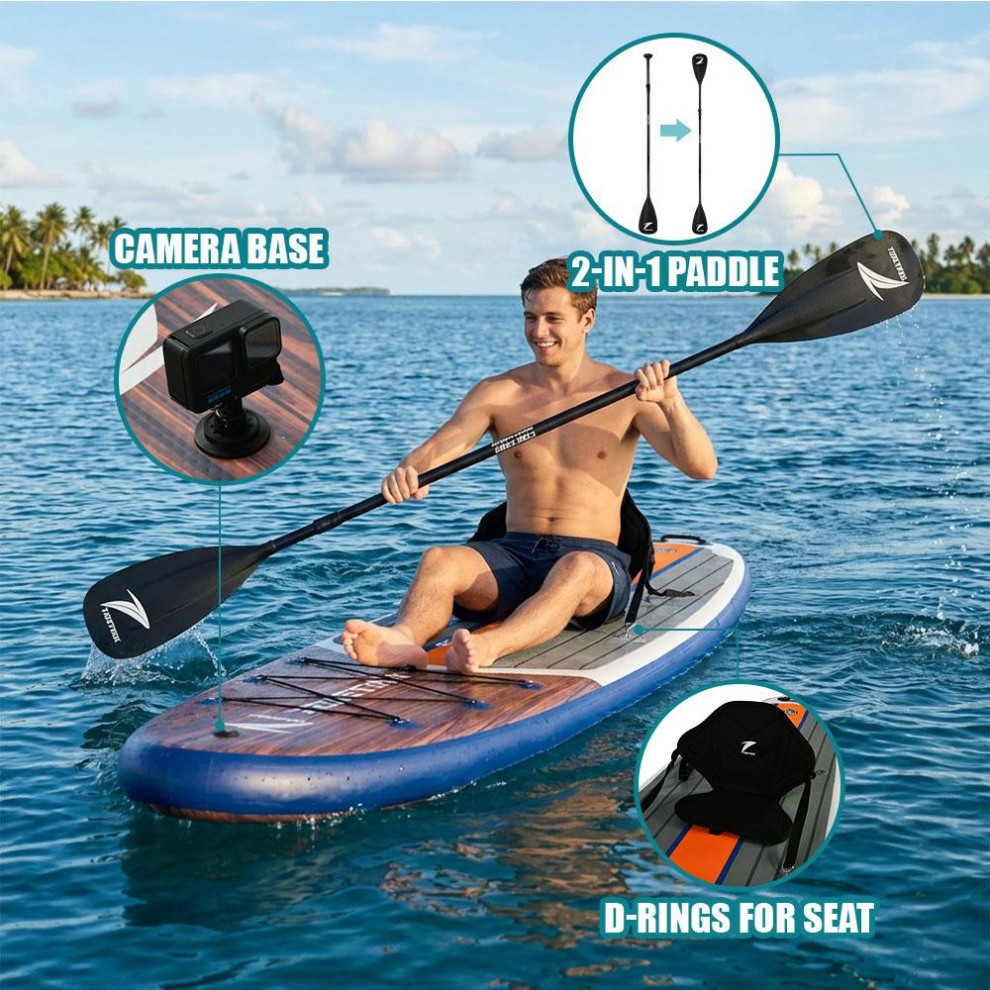 Сапборд TIDETREK SUPTT72A (350*89*15) серо-синий с сиденьем и двойным веслом, код 78946